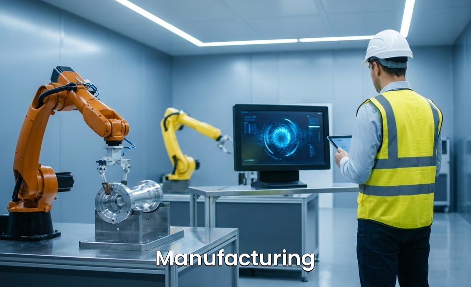Manufacturing — smart factory production line with robotics