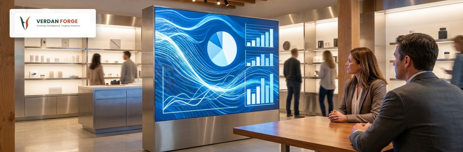 Reviewing a retail and logistics operations dashboard (illustrative image)